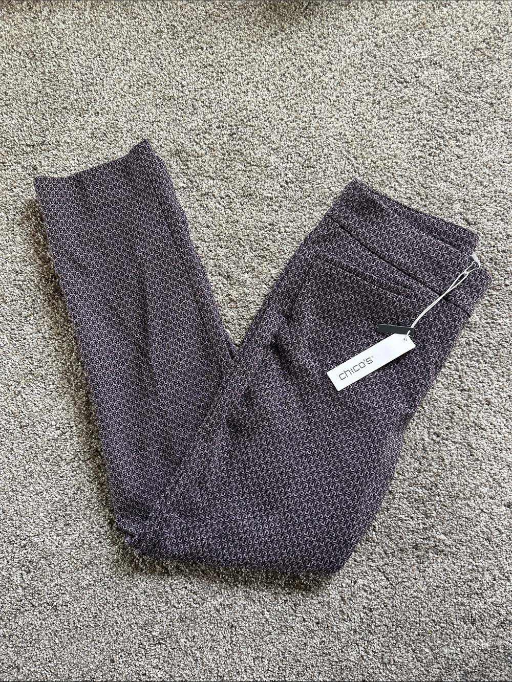 Chico's Skinny Dress Pants in Sweet Berry Geo Print